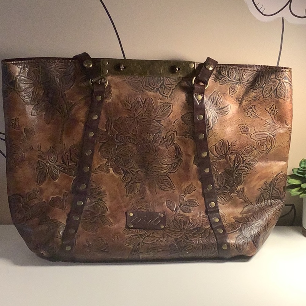 Patricia Nash Brown Embossed Leather Benvenuto Tote